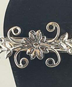 6 cm Hårspenne, sølvfarget, blomster