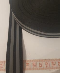 25 mm sort reflexband med 2 striper