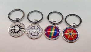 Samisk inspirerte nøkkelringer ø25 mm Kan også brukes til anheng